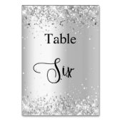 Silver white glitter kalligrafie tabel 6 kaart (Achterkant)