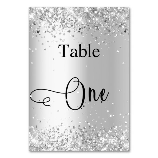 Silver White glitter kalligrafietabel 1 Kaart (Achterkant)