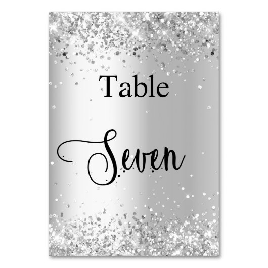 Silver White glitter kalligrafietabel 7 Kaart (Achterkant)
