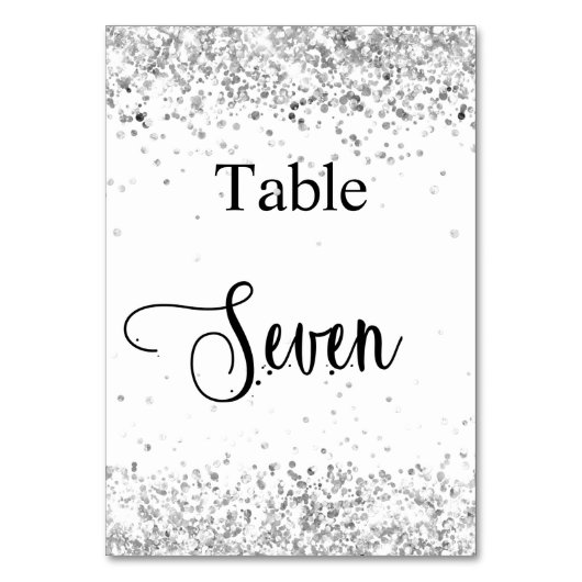 Silver White glitter kalligrafietabel 7 Kaart (Voorkant)
