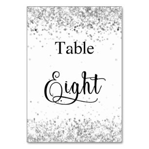 Silver White glitter kalligrafietabel acht 8 Kaart