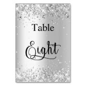 Silver White glitter kalligrafietabel acht 8 Kaart (Achterkant)