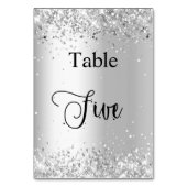Silver White glitter kalligrafietabel vijf 5 Kaart (Achterkant)