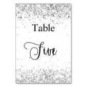Silver White glitter kalligrafietabel vijf 5 Kaart (Voorkant)