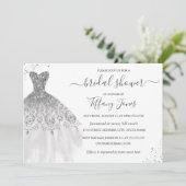 Silver White Glitter Trouwjurk Vrijgezellenfeest Kaart (Staand voorkant)