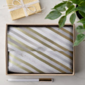 Silver, White, Gold Diagonal Stripe Papier (Geschenk)