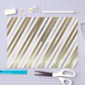 Silver, White, Gold Diagonal Stripe Papier (Craft)