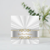 Silver White Gold Elegant Birthday Party Kaart (Staand voorkant)