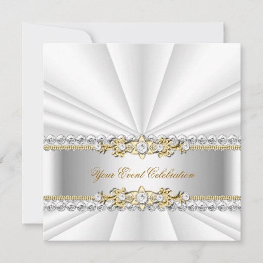Silver White Gold Elegant Birthday Party Kaart (Voorkant)