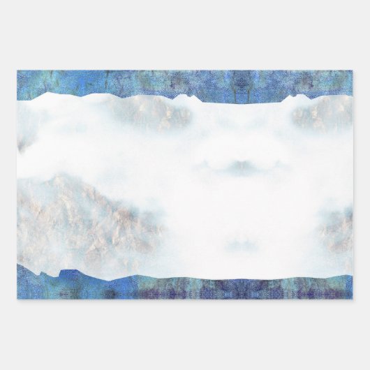 Silver White Gold Grunge Blue Paint Inpakpapier Vel (Voorkant 2)