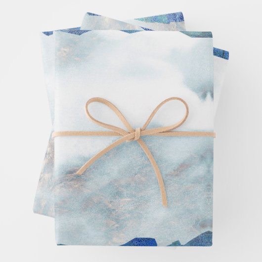 Silver White Gold Grunge Blue Paint Inpakpapier Vel (In situ)