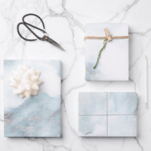 Silver White Gold Grunge Blue Paint Inpakpapier Vel