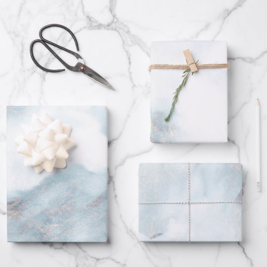 Silver White Gold Grunge Blue Paint Inpakpapier Vel (Voorkant)