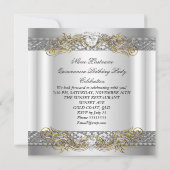 Silver White Gold Quinceanera Birthday Party Kaart (Achterkant)
