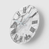 Silver White Grey Carrara Marble Stone Roman Numbe Ronde Klok (Hoek)