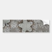 Silver White Grey Shiny Star Merry kerst Bumpersticker (Voorkant)