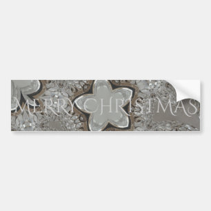 Silver White Grey Shiny Star Merry kerst Bumpersticker