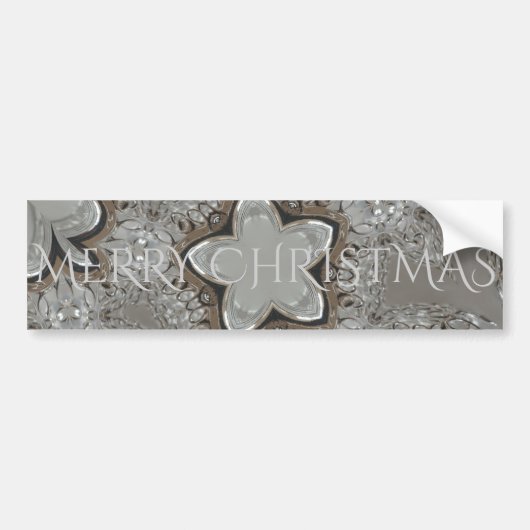 Silver White Grey Shiny Star Merry kerst Bumpersticker (Voorkant)