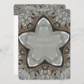 Silver White Grey Shiny Star Merry kerst Feestdagenkaart (Voorkant / Achterkant)