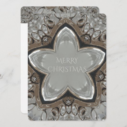 Silver White Grey Shiny Star Merry kerst Feestdagenkaart (Voorkant / Achterkant)