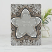 Silver White Grey Shiny Star Merry kerst Feestdagenkaart (Staand voorkant)