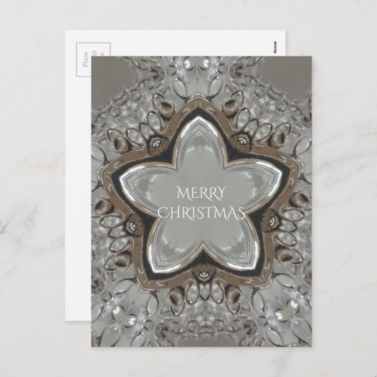 Silver White Grey Shiny Star Merry kerst Feestdagenkaart (Voorkant / Achterkant)
