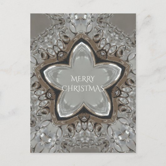 Silver White Grey Shiny Star Merry kerst Feestdagenkaart (Voorkant)