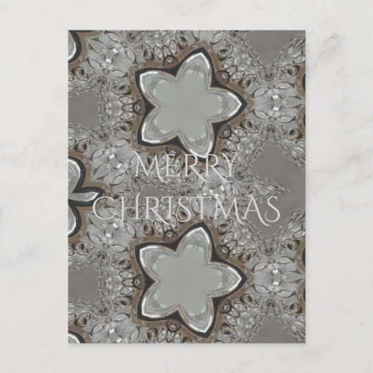 Silver White Grey Shiny Star Merry kerst Feestdagenkaart (Voorkant)