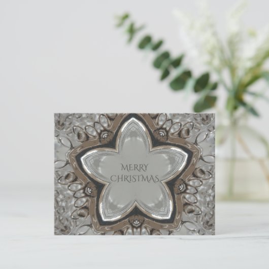 Silver White Grey Shiny Star Merry kerst Feestdagenkaart (Staand voorkant)