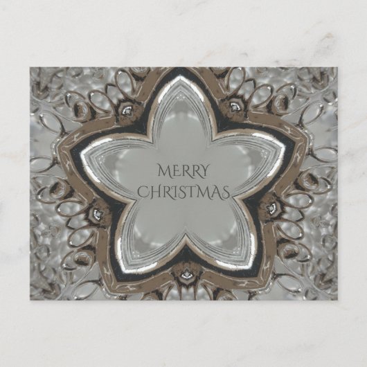 Silver White Grey Shiny Star Merry kerst Feestdagenkaart (Voorkant)