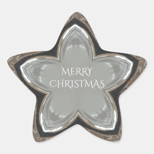 Silver White Grey Shiny Star Merry kerst Ster Sticker (Voorkant)