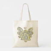 Silver White Guardian Angel Art Custom Canvas tas (Achterkant)