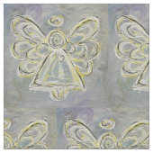 Silver White Guardian Angel Art Fabric Material Stof (Close Up)