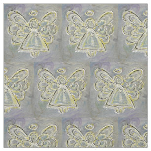Silver White Guardian Angel Art Fabric Material Stof