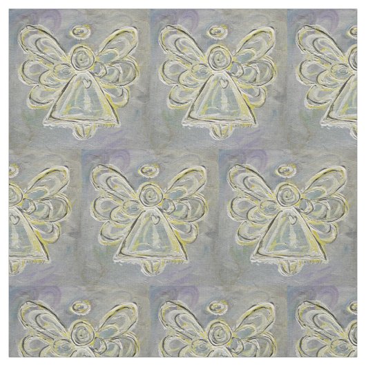 Silver White Guardian Angel Art Fabric Material Stof (Swatch)