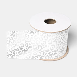 Silver White Leopard Print Grosgrain Lint