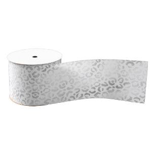 Silver White Leopard Print   Grosgrain Lint