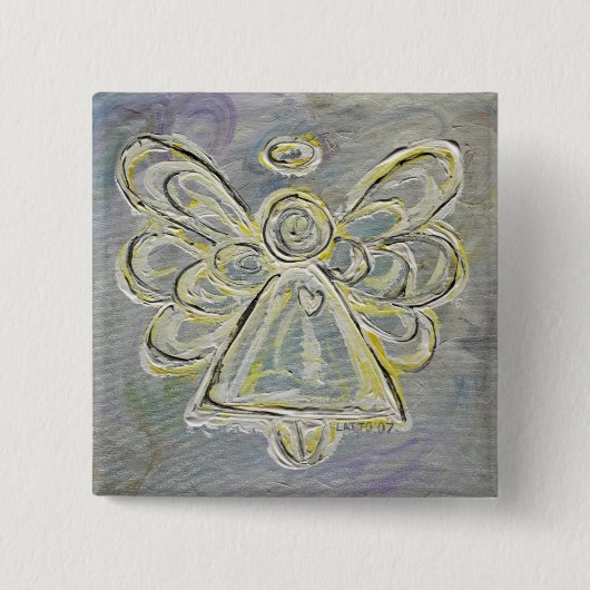 Silver White Light Guardian Angel Art Button Pin (Voorkant)