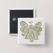 Silver White Light Guardian Angel Art Button Pin (Voorkant /achterkant)