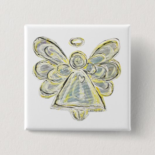 Silver White Light Guardian Angel Art Button Pin (Voorkant)