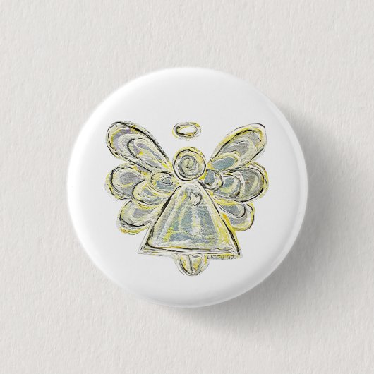 Silver White Light Guardian Angel Art Button Pins (Voorkant)