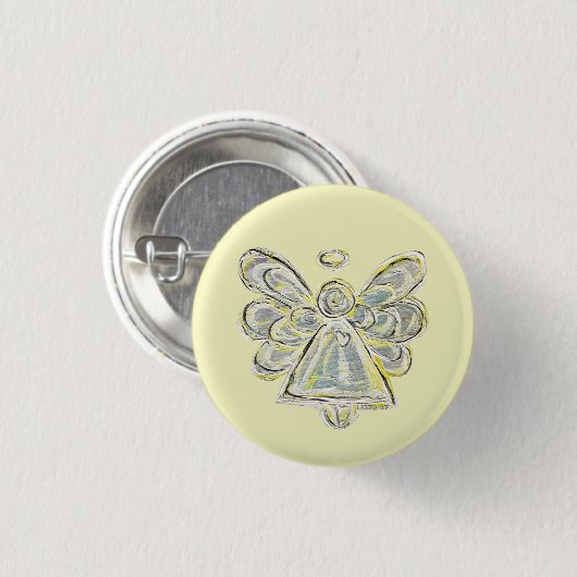 Silver White Light Guardian Angel Art Pin Button (Voorkant /achterkant)