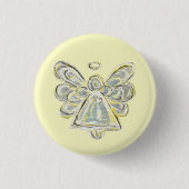 Silver White Light Guardian Angel Art Pin Button (Voorkant)