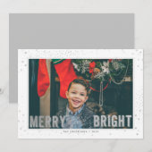 Silver & White Merry en Bright Holiday Foto Feestdagenkaart (Voorkant / Achterkant)
