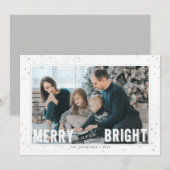 Silver & White Merry en Bright Holiday Foto Feestdagenkaart (Voorkant / Achterkant)