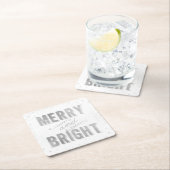 Silver & White Merry en Bright Winter Holiday Kartonnen Onderzetters (Insitu)