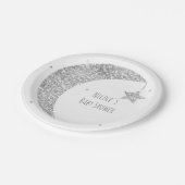 Silver & White Moon & Stars Baby shower Papieren Bordje (Gekanteld)