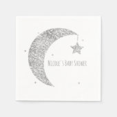 Silver & White Moon & Stars Baby shower Servetten (Voorkant)