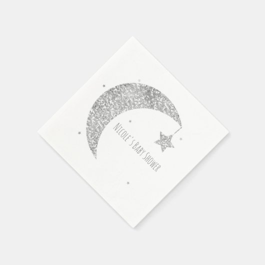 Silver & White Moon & Stars Baby shower Servetten (Hoek)