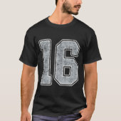 Silver White Number 16 Jersey Player Uniform #16  T-shirt (Voorkant)